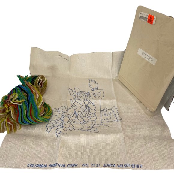 Peter Rabbit crewel kit 7221 Erica Wilson 1971 incomplete open box RARE - Picture 2 of 5